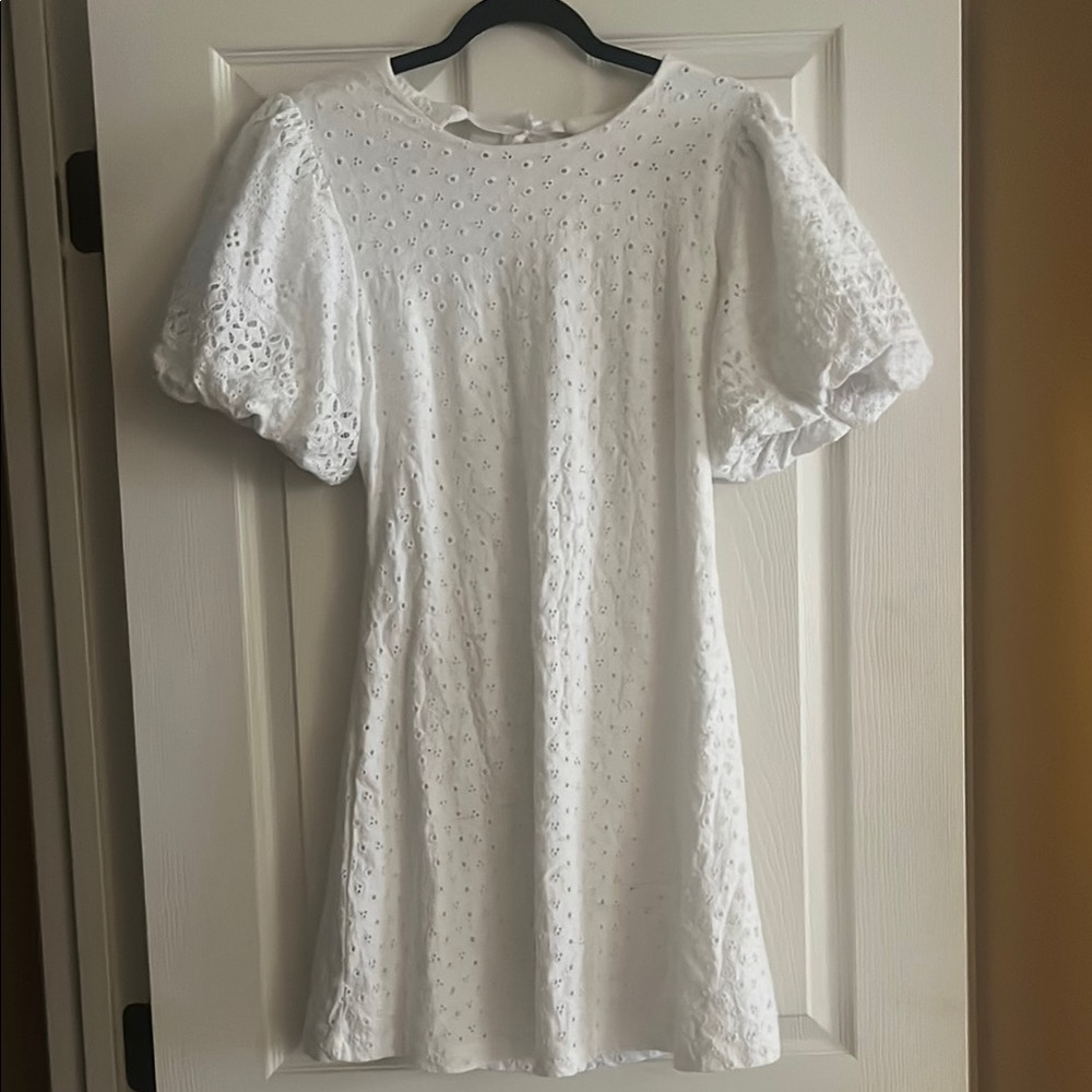 Free People White Eyelet Backless Dress